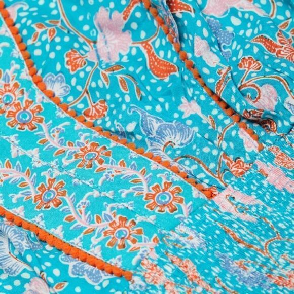 ✨NWT Poupette St Barth Camila Floral Duck Green Canary Ruffled Mini Dress - Picture 8 of 11